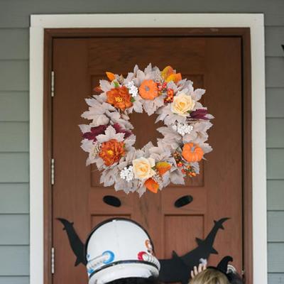 17.7inch Front Door Autumn Wreath Halloween Decor Handicraft Hanging Decoration for Farmhouse