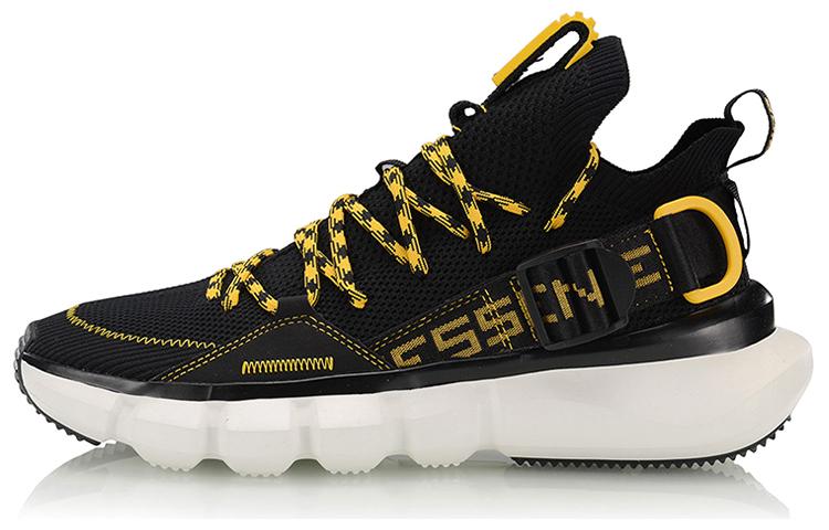 Li Ning Essence Lace Up PRM Fabric Slip Resistant Abrasion Resistant Low top Vintage Basketball Shoes Black Yellow AGBP053-4 39.5