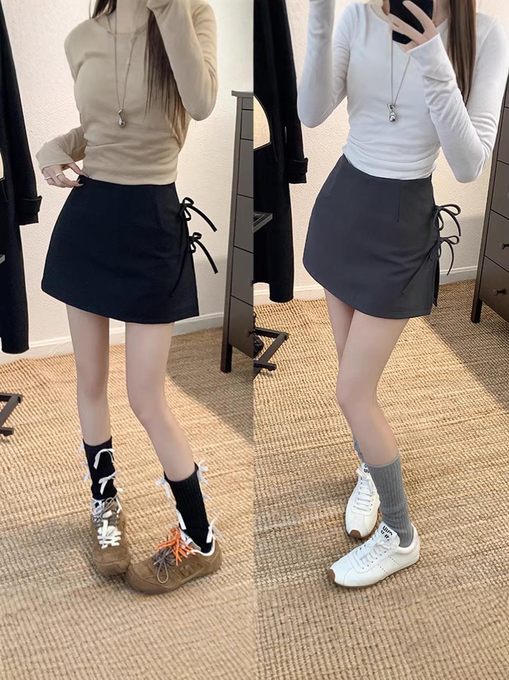 

Plus Size Women s Bow Tie Lace-Up A-Line High-Waisted Mini Skirt M