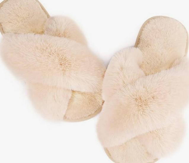 Pantofole da donna in cotone peluche incrociate a punta aperta Autunno/Inverno 2022
