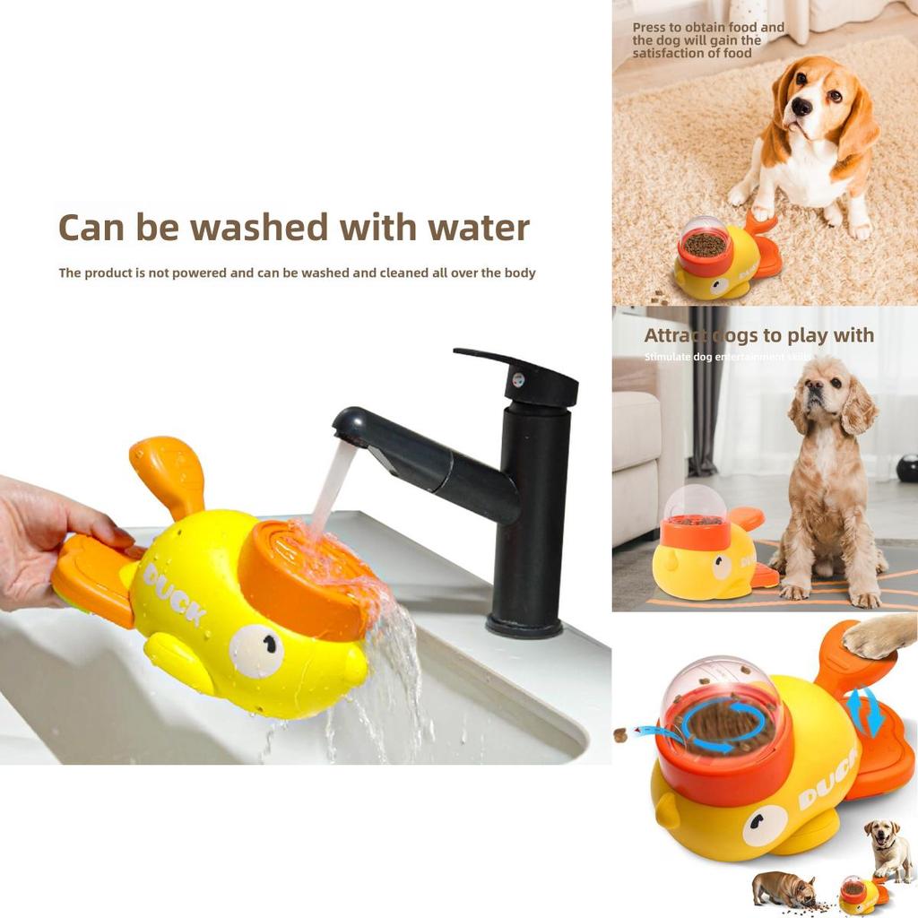 Small Yellow Duck Pet Interactive Toy Feeder For Cats And Dogs