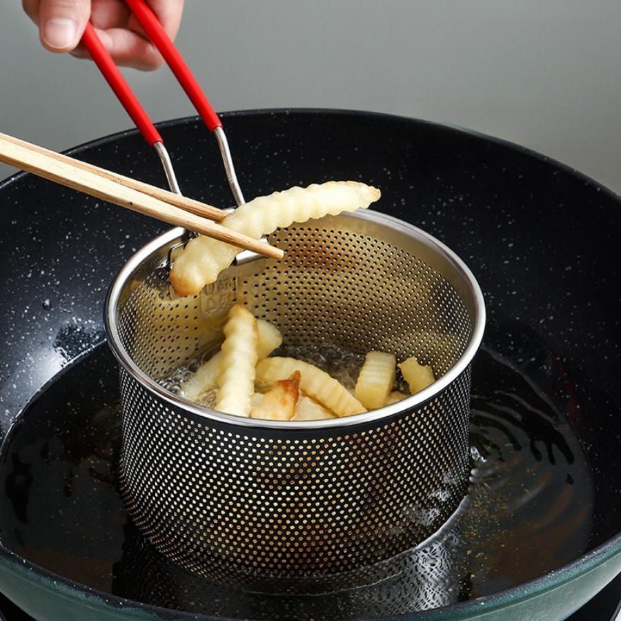 Narzędzia do smażenia, pieczenia, ciast Koreańskie naczynia kuchenne do kurczaka Garnek do frytkownicy ze stali nierdzewnej 304 z sitkiem