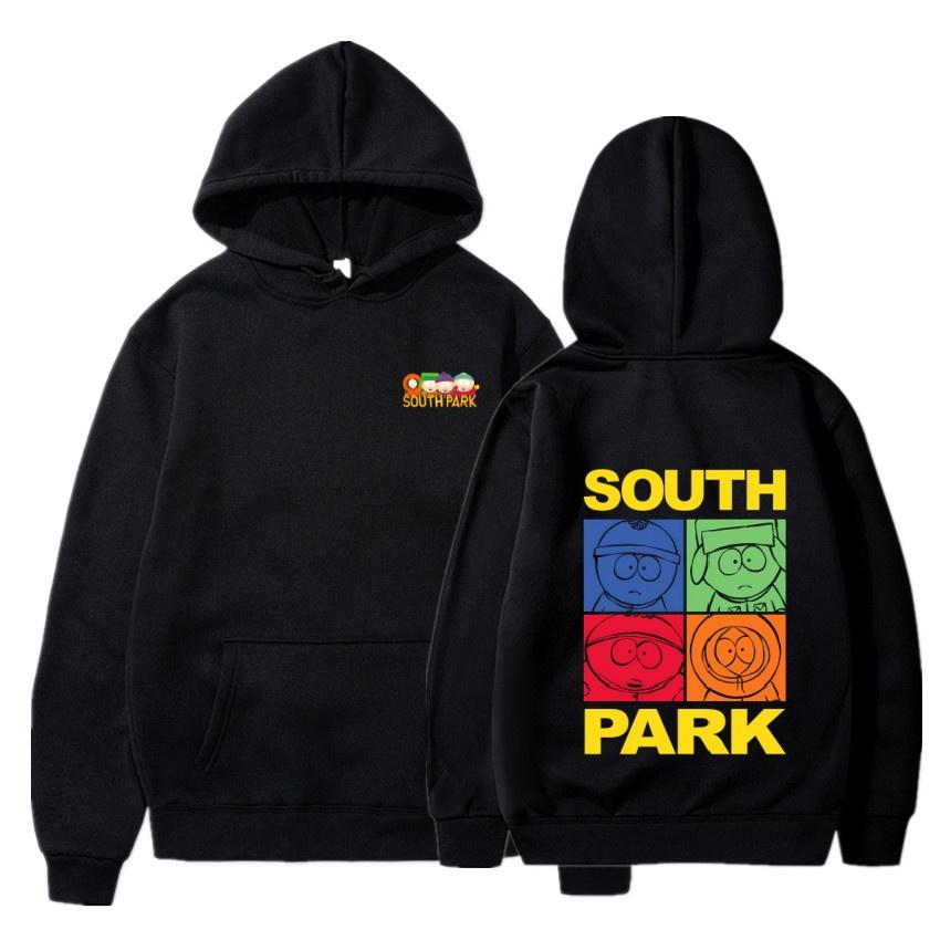 South Park Anime Pattern Hoodie Fashion Warm Coat Men's Autumn and Winter Season Hoodie Street Black Long Sleeve Hoodie