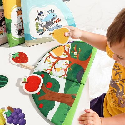 Baby Early Education Cloth Book 3D Touch Interactive Book Anti-Tear Toy Book Montessori Sensory Toys 0-6 Months Babies