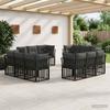 Outdoor Sofa Set Black Polyester