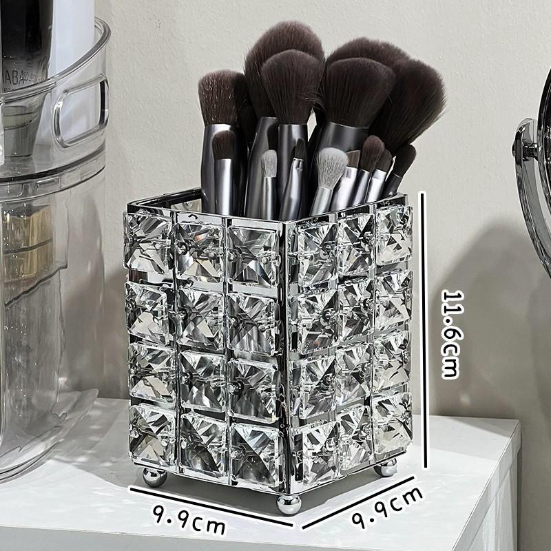 Nordic INS Style Crystal Iron Art Desktop Ornaments: Makeup Brush & Pen Holder Decorative Display.