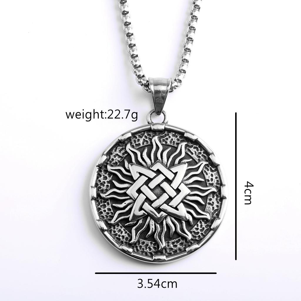 Viking Slavic Style Stainless Steel Medal Pendant Necklace Retro Mens Jewelry