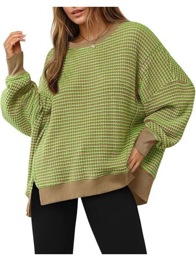 Multi-color Striped Round Neck Casual Sweatshirt