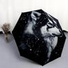 Black Husky pattern, automatic folding umbrella, portable and foldable design, 8 ribs, a Christmas or birthday gift.