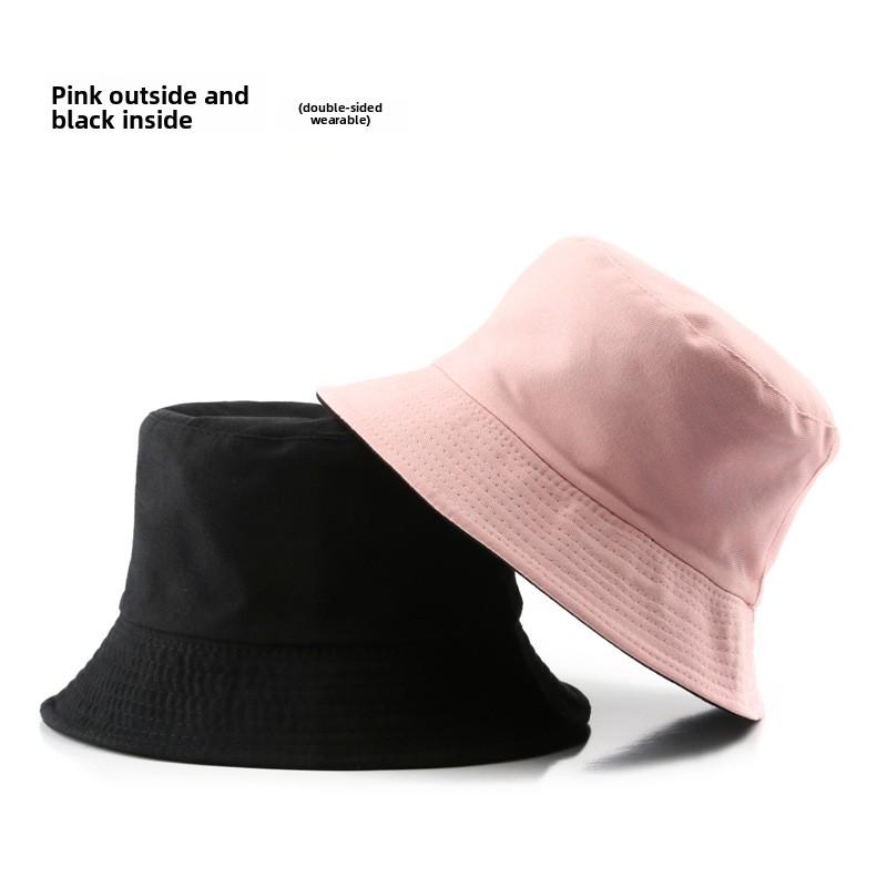 Female Spring and Autumn Personality Double-sided Light Plate Solid Color Bucket Hat Outdoor Sunscreen Sunshade Sun Hat Basin Hat