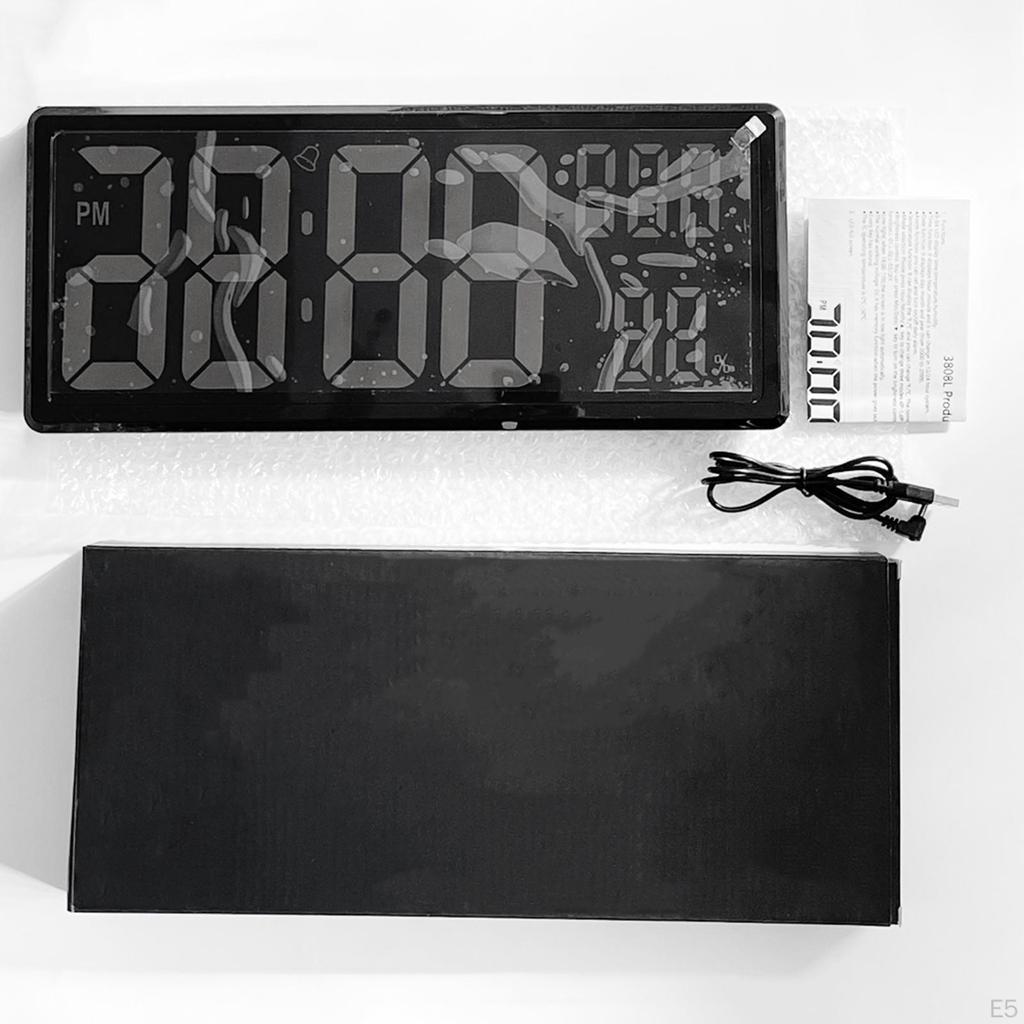 Orologio Luminosità Dimmer a 3 Livelli con Temperatura e Umidità Interna Elettronico a Numeri Grandi 12/24H