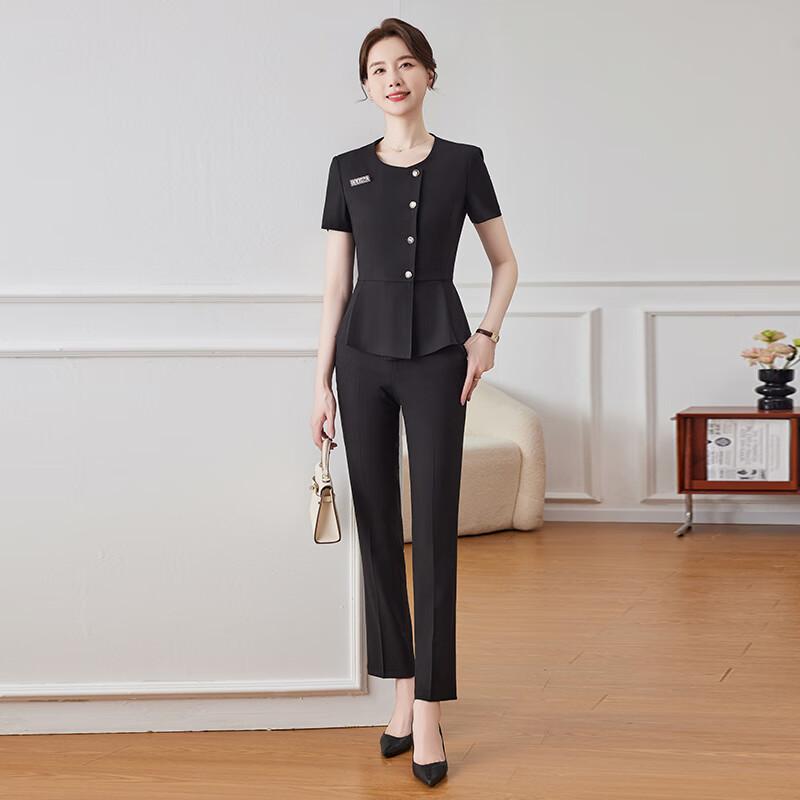 Trueman Women s Elegant Short Sleeve Two-Piece Suit 3XL