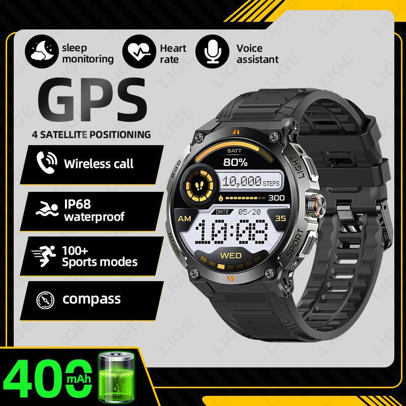 New GPS Sport Smart Watch Outdoor RIDE Run Fitness Watches AMOLED Voice Call Compass Altimeter IP68 Waterproof Bracelet Men
