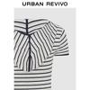 UR Women's Striped Hooded Short Sleeve Knit Top