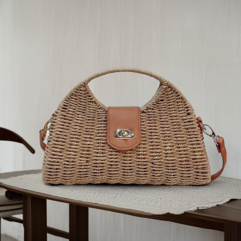Custom-made High-end Single-shoulder Cross-body Bag Paper Rope Woven Mulberry Handbag Hand-woven Straw