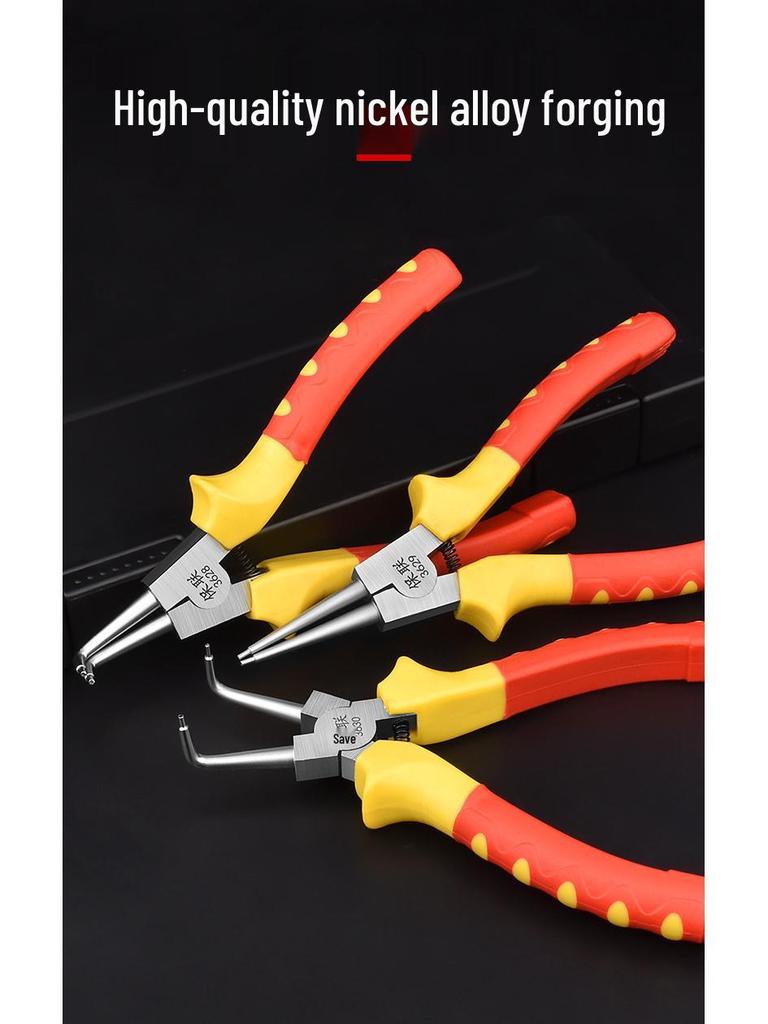7-Inch Multifunctional Snap Ring Pliers for Internal & External Use - Professional Circlip, Retaining, Expanding, and Spring Pliers