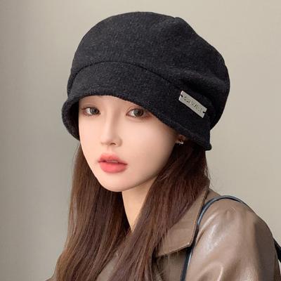 Autumn New Hat Women's Metal Standard Stacking Hat Winter Solid Color Versatile Thin Bald Hat
