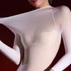 Sexy Women 5D Thin Oil Shiny Smooth Bodysuit Gloves Sleeve Sexy Tights Elastic Yoga Shaping Unisex Playsuit Maid Leotard