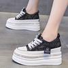 Women 8CM Platform Casual Outdoor Shoes Rhinestone Shine Decoration Sneakers Lace Up Walking Sport Breathable Thick Bottom Shoes