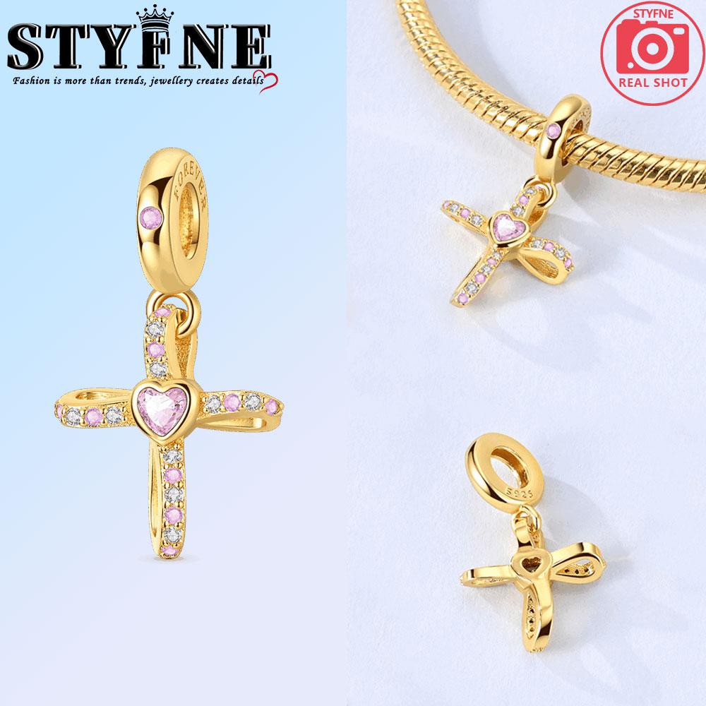 Copper Golden Series Bow Ballet Shoes Cross Dog Bone Charms Beads Pendant For Original Bracelet Woman Girl Jewelry