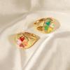 Korean Style Geometric Heart Clover Enamel Ring for Women - Trendy Temperament Design