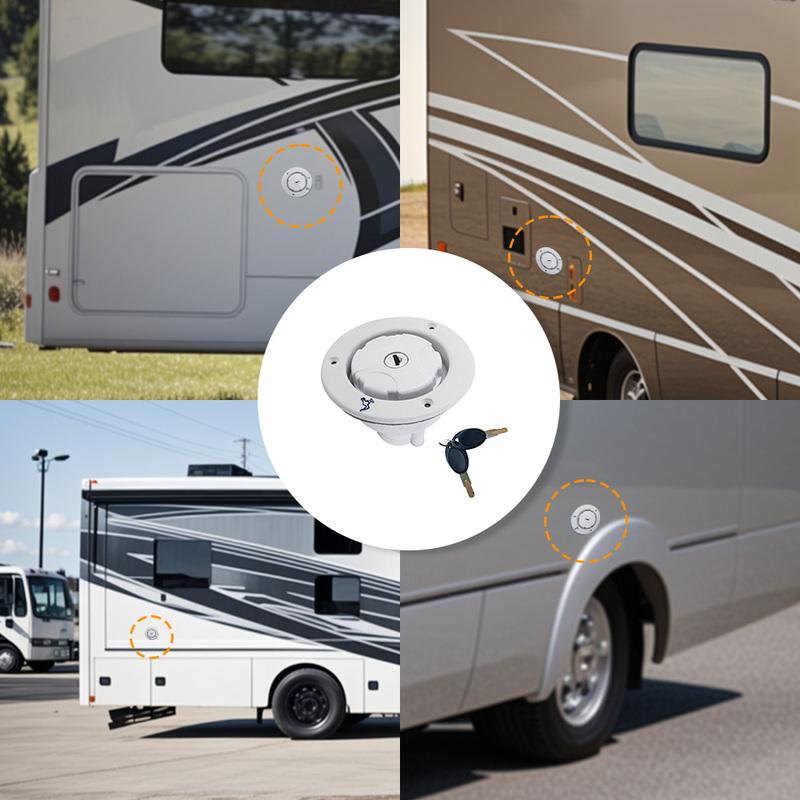 Universal RV Caravan Locking Water Filler Cap With Two Keys -Black Motorhome Locking Water Cap Fresh Water Inlet