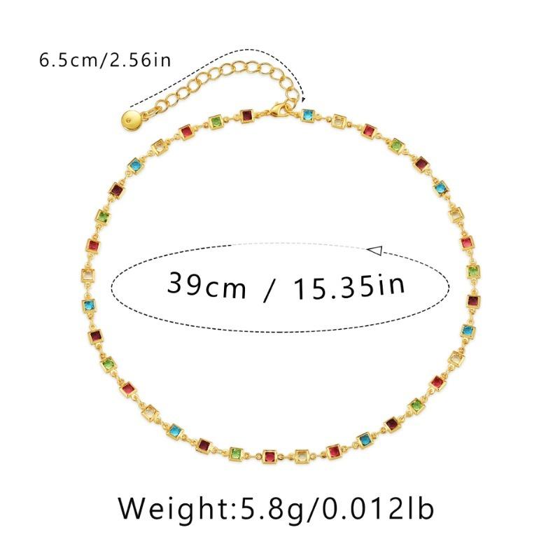 Quadratisch Bunt Acryl 18 Karat Gold Kreativ Halskette Nischen Design Vielseitig Handgefertigt Für Frauen