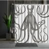 Funny Sea Monster Octopus Shower Curtain Marine Organism Tentacle Black And White Style Bath Curtains Bathroom Decor Fabric Hook
