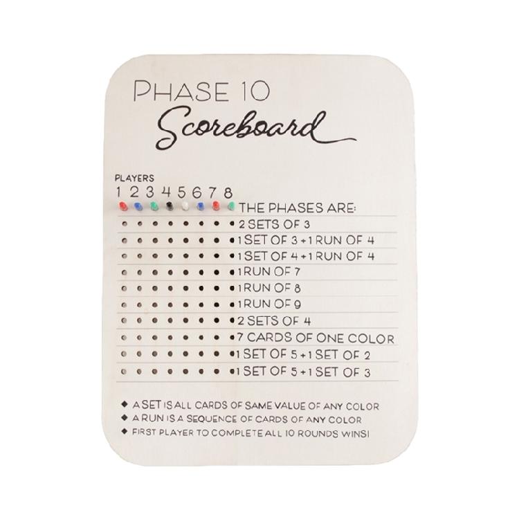 Настольная игра Деревянная Доска для подсчета очков Phase 10 с цветными колышками Доска для подсчета очков Карты Phase Игровые листы для подсчета очков Простая в использовании