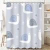 Whimsical Blue Snail Print Shower Curtain with Cute Cartoon Design for Bathroom Decoration TaurusDuan Brand New Arrival