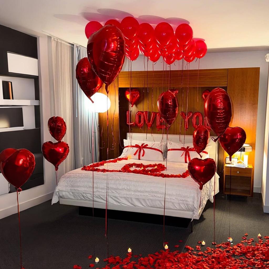 Conjunto de Balões Vermelhos Eu Te Amo Balão de Folha de Alumínio em Formato de Coração Adequado para Aniversário, Temporada de Casamento, Aniversário, Dia das Mães