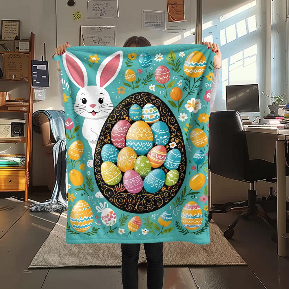 Easter Egg Print Flannel Blanket,High Quality Comfortable for All Seasons,Home Decor,Warmth and Comfort,Perfect for Christmas Gifts