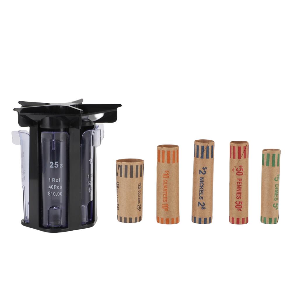 5 in 1 Change Sorter Tube Plastic Manual Change Counter for Employee Retailer Store Hotel Restaurant
