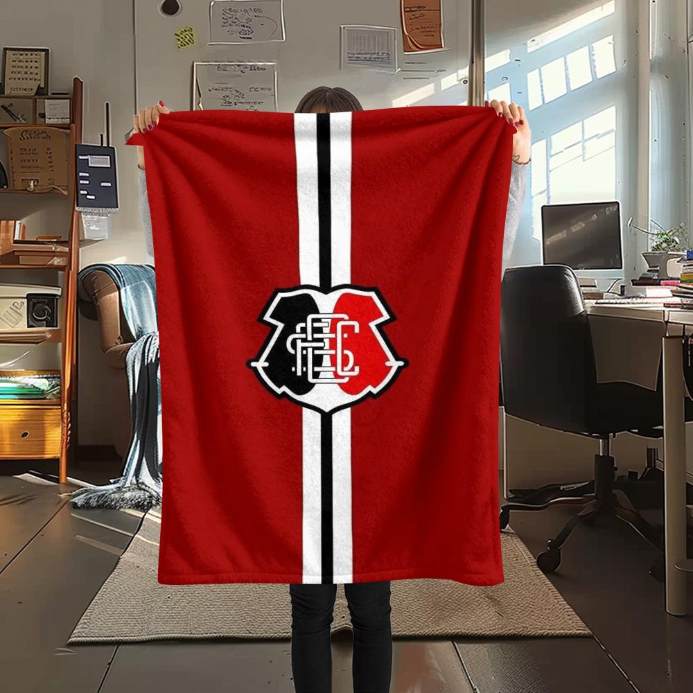 CRF Club Red White Black Vertical Stripe Logo Print Flannel Blanket Soft Warm Throw Blanket For Sofa Bed Couch Brazil Soccer Fan Home Decor Gift