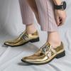 Hot Luxury Pink Mens Patent Leather Shoes Designer High Quality Pointed Chelsea Formal Shoes Man Dress Wedding Party Shoes Men