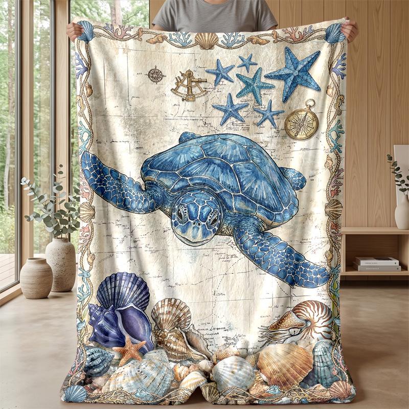 Ocean Life Adventure 5 Theme Blanket Lightweight Warm Flannel Blanket Decorative Throw Blanket for Home Decoration