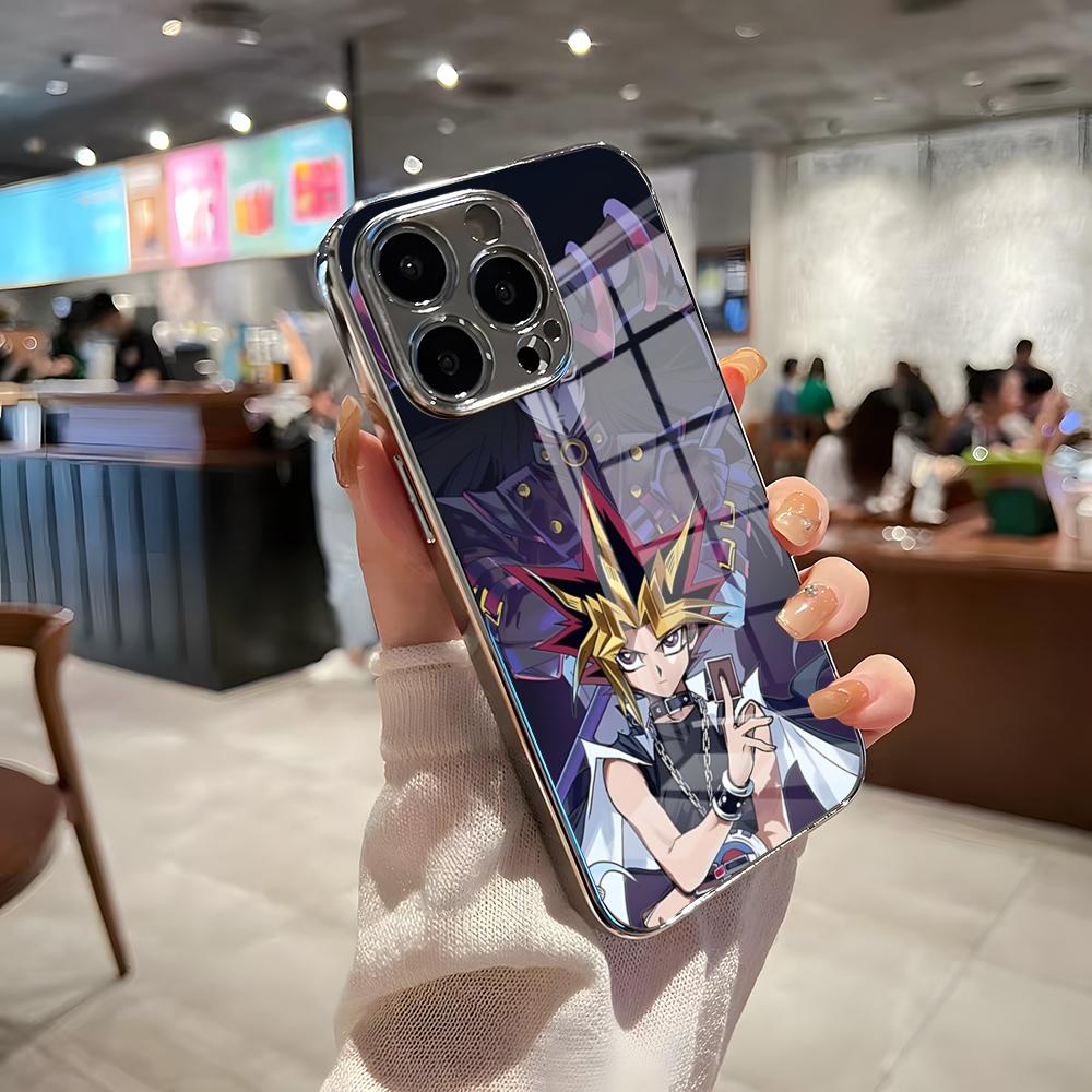 Anime Y-YU-Gi-Oh Phone Case For IPhone 17 Pro Max 15 Pro 16 14 Plus 12 13 Mini 11 Pro Shockproof Electroplated Glass Cover