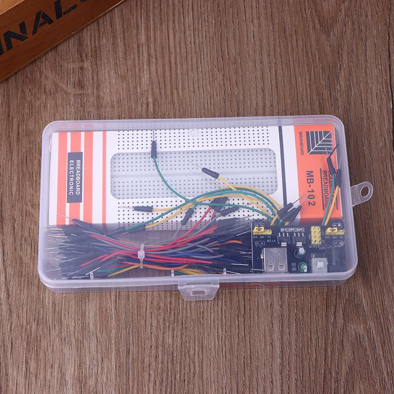 Mb102 Steckbrett Stromversorgungsmodul 830 Punkte Lötfreies Prototypen Steckbrett Kit mit 65 flexiblen Jumperkabeln DIY Elektronik 3.3/5