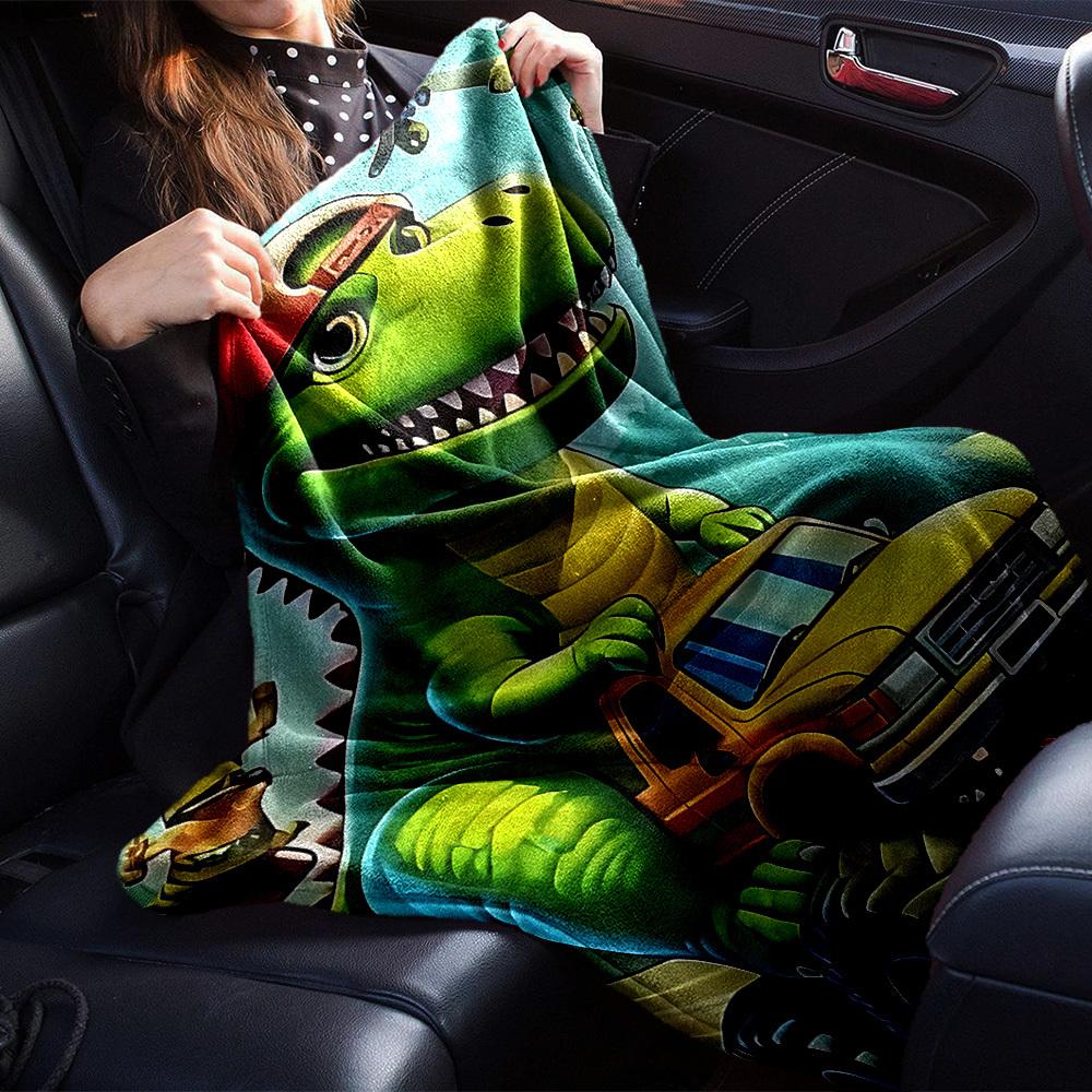 1pc dinosaur truck blanket Lightweight Flannel Throw for Sofa Bed Travel Camping Livingroom Office Couch Chair