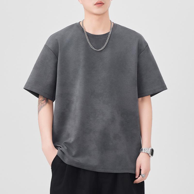 

Новая летняя футболка с коротким рукавом для мужчин, свободная, повседневная, с рукавом пятью точками, универсальная футболка для простого и тяжелого 4XL