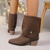 Women's Long Boots Autumn and Winter New Pointed Thick Heels Two Wear One-pedal Women's Boots