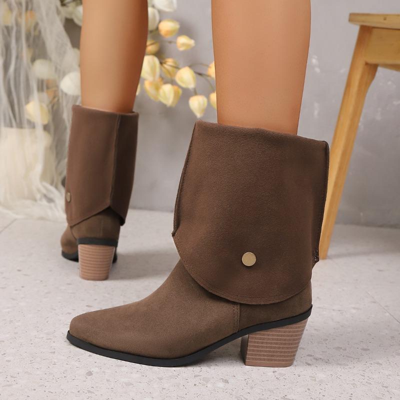 Women's long boots autumn and winter new pointed thick heels two wear one-pedal women's boots
