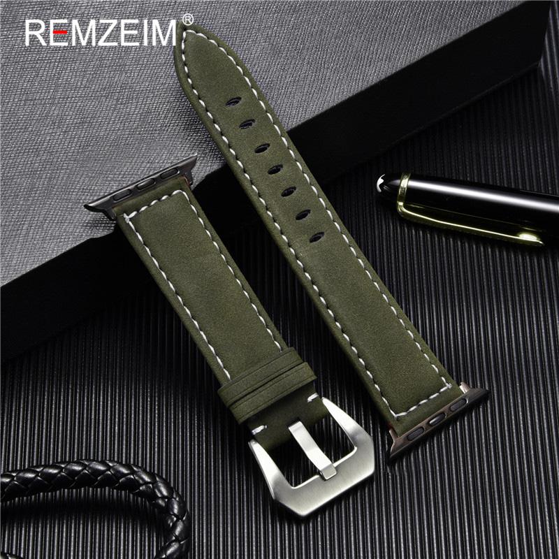 Leather Strap For Apple Watchband 41mm 42mm 38mm Watch Band 4 5 6 7 45mm 44mm 40mm iwatch Belt 3/2/1 Bracelet Black Blue Green