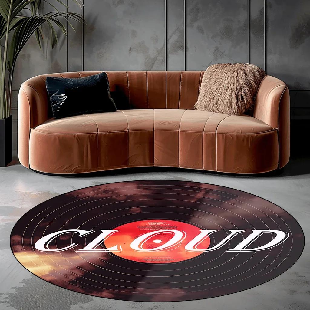 

Modern Abstract Vinyl Record Round Carpet Non Slip Washable Rug for Living Room Balcony Coffee Table Decoration 60cm 23.6 in