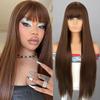 Orange Synthetic Wigs Long Straight Wigs With Bangs For Women Pink Red Cosplay Party Daily Use Natural Hair