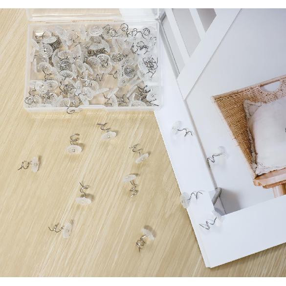 100 Pcs Clear Heads Twist P, Twist P Upholstery Clear Heads Slip, Bed Skirt Pin for Bedskirt, Arms Covers