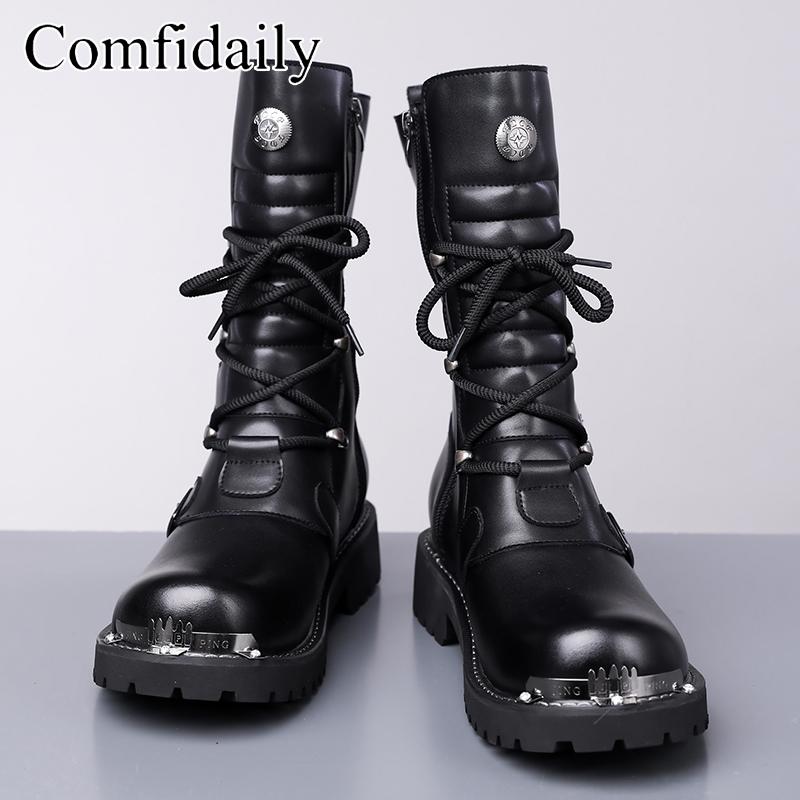 Men’s Motorcycle Boots Western Boots Black Jockey Boots Casual Street Style Cool High Boots Plus Size