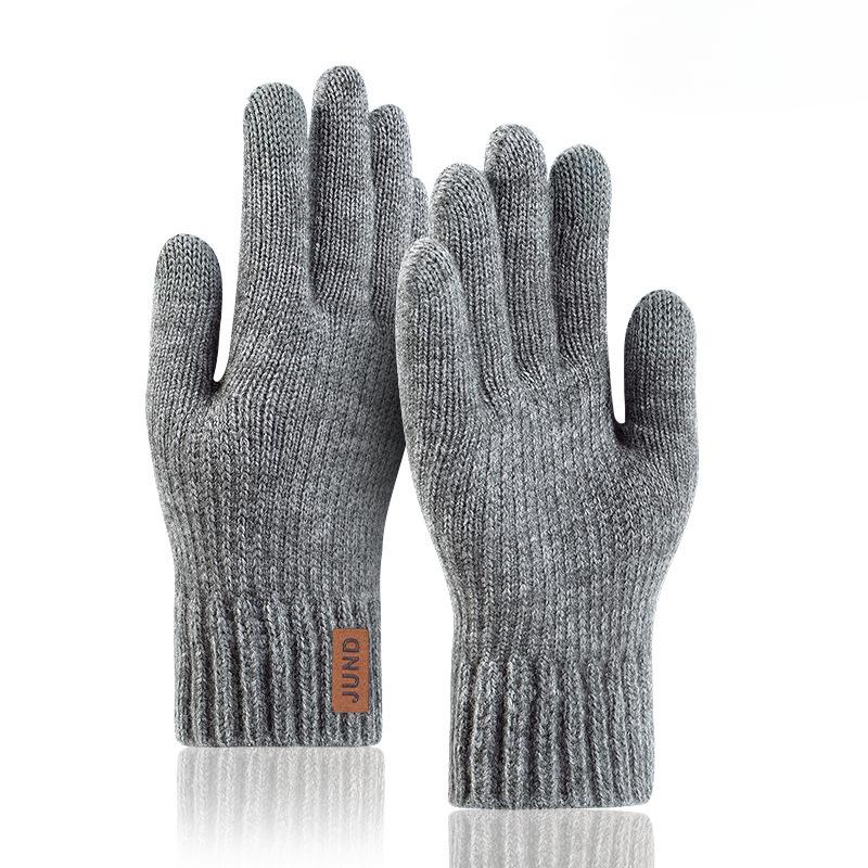 Knitted Wool Cold Proof Warm Gloves Men Thick Outdoor Riding Fleece Lined Touchscreen Winter Gloves with Touchscreen Feature