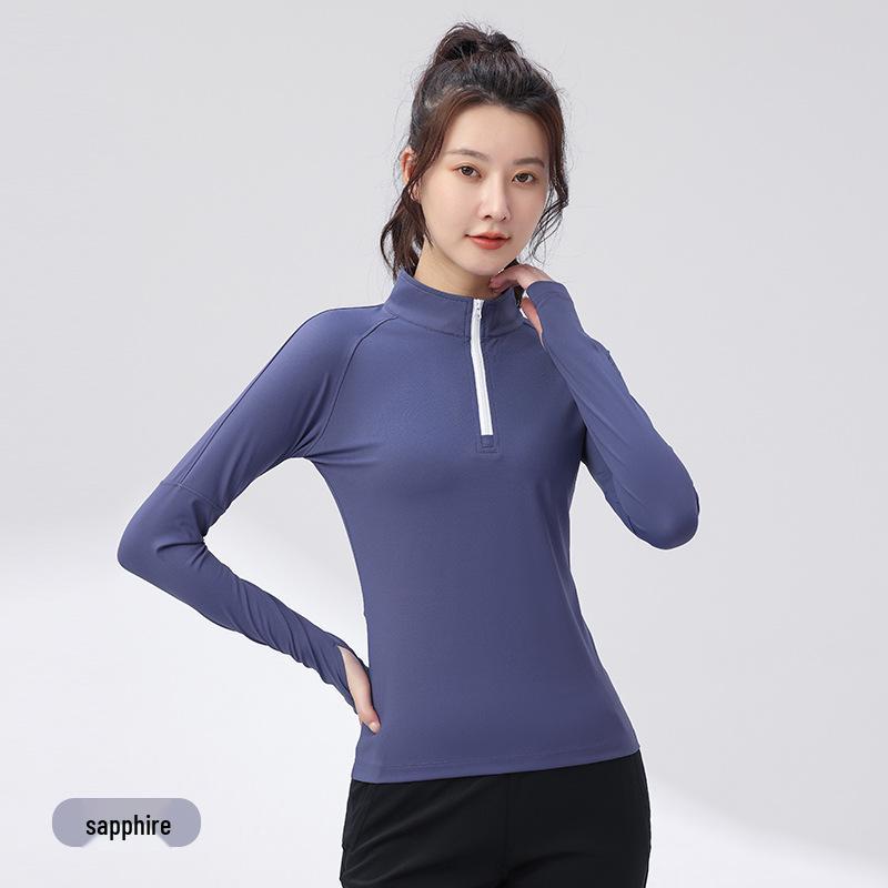Damska modna kurtka do jogi szybkoschnąca - bluzka z długim rękawem na siłownię i do biegania na jesień/zimę