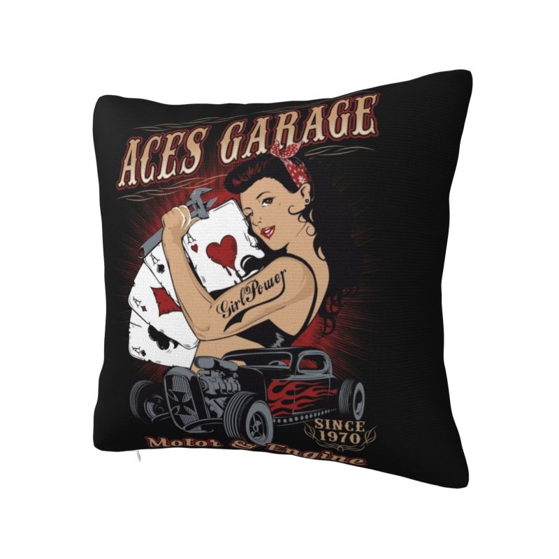 Rockabilly Pinup Sock Hop Clothes Vintage Hot Rod 1970s Throw Pillow Decor Home Heavy Metal Music Cushion Cover Soft Pillowcase